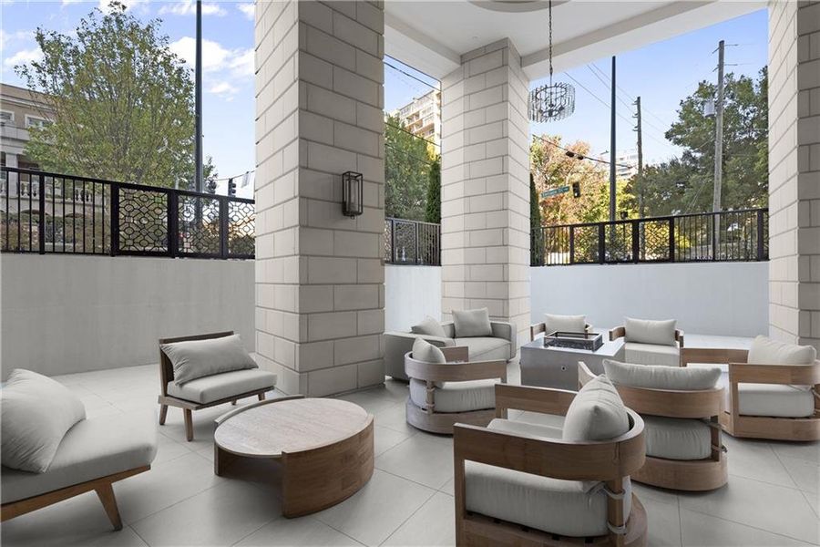 Exterior details and patio area of a home in The Dillon Buckhead, Atlanta (Image 23).