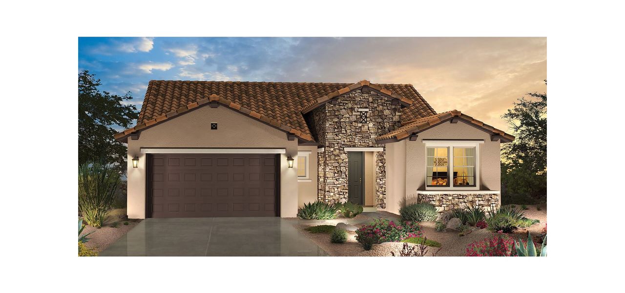 Representative exterior photo of a completed home built from the Fresco by Robson Resort Communities in Robson Ranch Arizona, Eloy, AZ (Image 11).