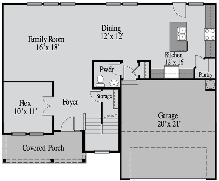2D floor plan layout for the Atkinson by UnionMain Homes in Pickens Bluff, Hiram, GA (Image 4).