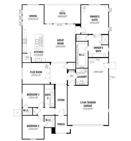 2D floor plan layout of this home in Empire Pointe, Queen Creek, AZ (Image 4).