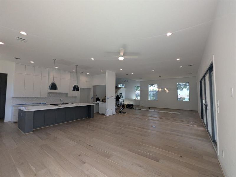 View from living room toward kitchen and dining.