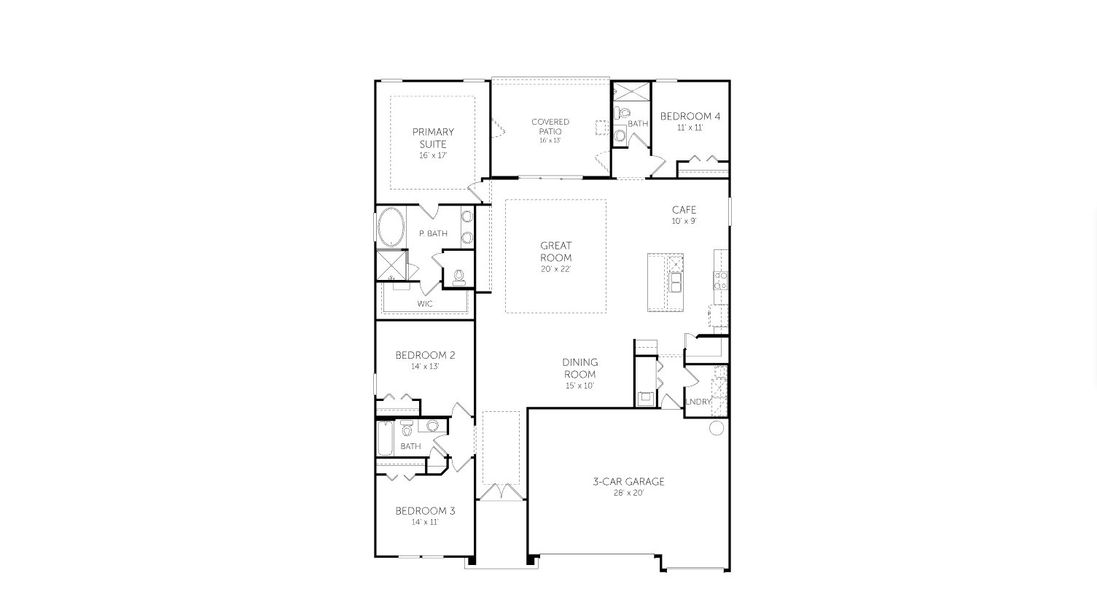 2D floor plan layout for the Avalon - 60' Homesites by Dream Finders Homes in Jennings Farm, Middleburg, FL (Image 3).