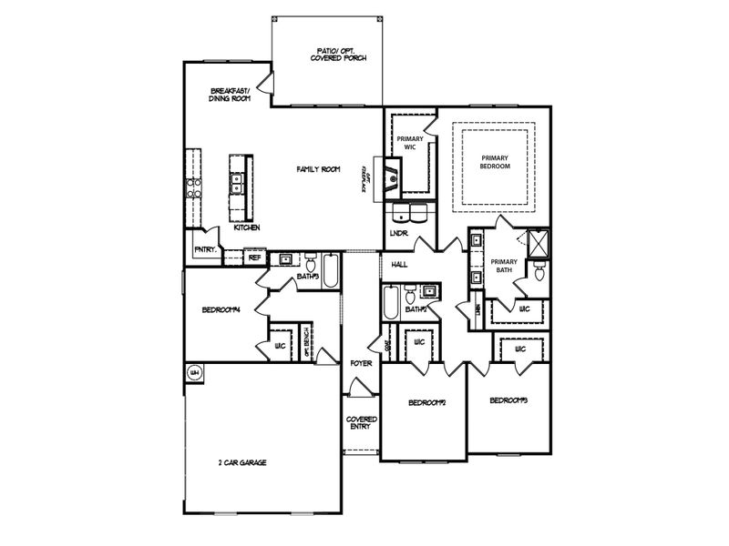 2D floor plan layout for the The Maplewood by My Home Communities in Magnolia Ridge, Monroe, GA (Image 3).
