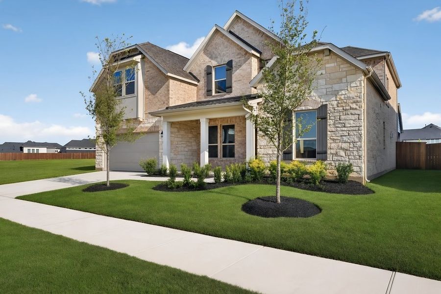 Front exterior of a new home in Cross Creek Meadows, Celina, TX, highlighting curb appeal (Image 20).