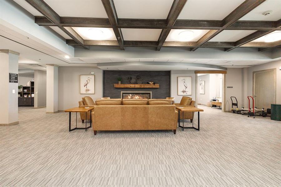 Warm Lobby with Fireplace, Community Mail to the right Warm Lobby with Fireplace, Community Mail to the right