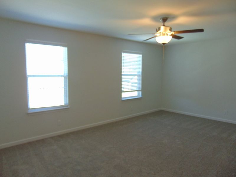 The bonus room, which is located on the second floor and comes with a closet