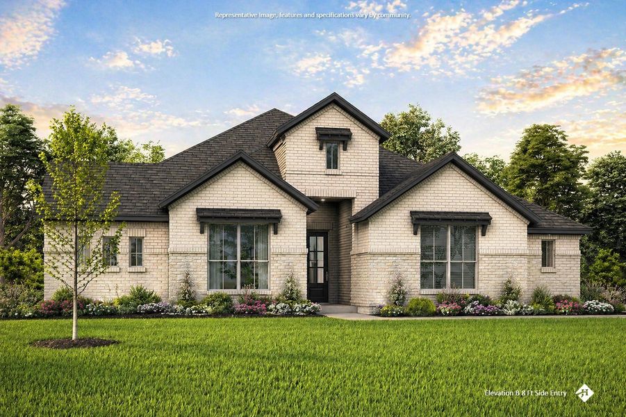 Front exterior of a new home in Hayes Crossing, Midlothian, TX, highlighting curb appeal (Image 23).
