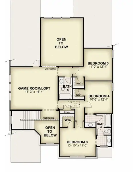 2D floor plan layout for the Courage by Rockwell Homes in Wildflower Ranch, Fort Worth, TX (Image 4). 2D floor plan layout for the Courage by Rockwell Homes in Wildflower Ranch, Fort Worth, TX (Image 4).