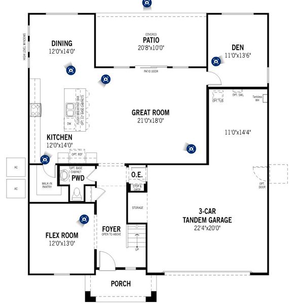2D floor plan layout of this home in Bella Vista Farms, San Tan Valley, AZ (Image 3). 2D floor plan layout of this home in Bella Vista Farms, San Tan Valley, AZ (Image 3).