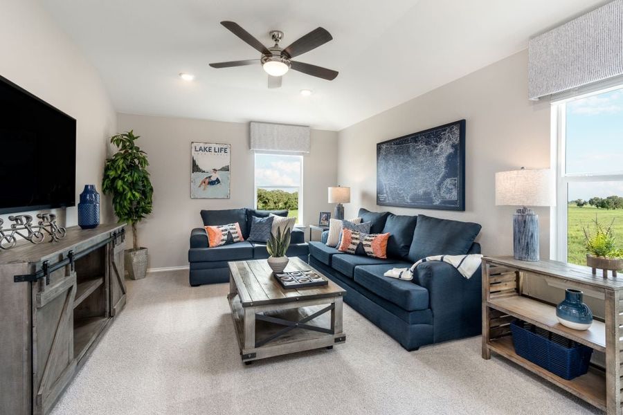 Representative furnished interior of a home built from the 2509 by KB Home in Creekside at Estancia, Austin (Image 8).
