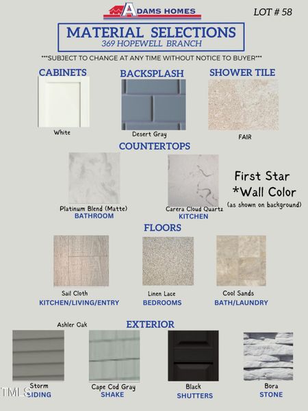 LOT 58 Color Selections