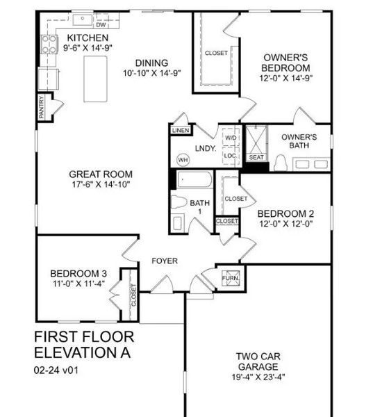 2D floor plan layout of this home in Middle Creek Village, Bolivia, NC (Image 2).