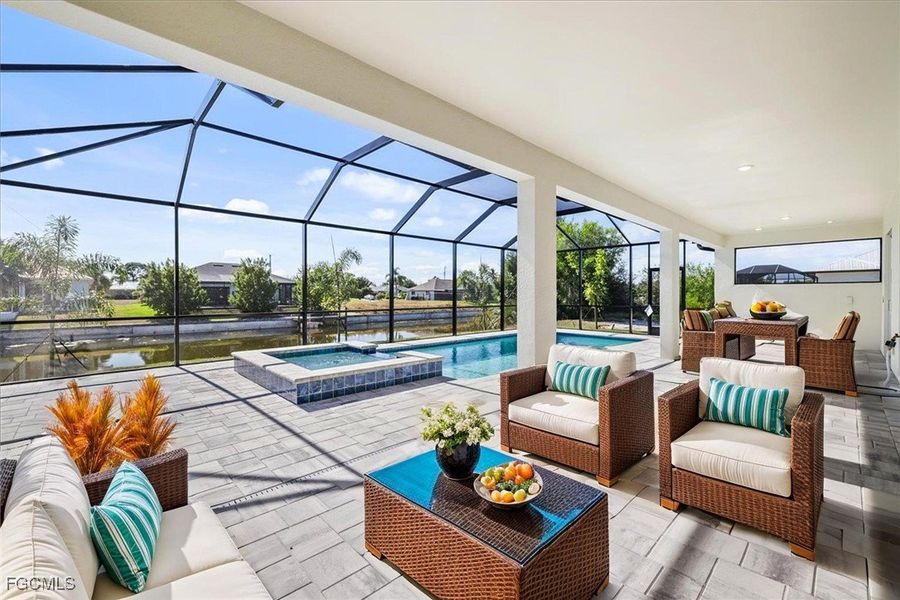 Exterior details and patio area of a home in Cape Coral, Cape Coral (Image 2).