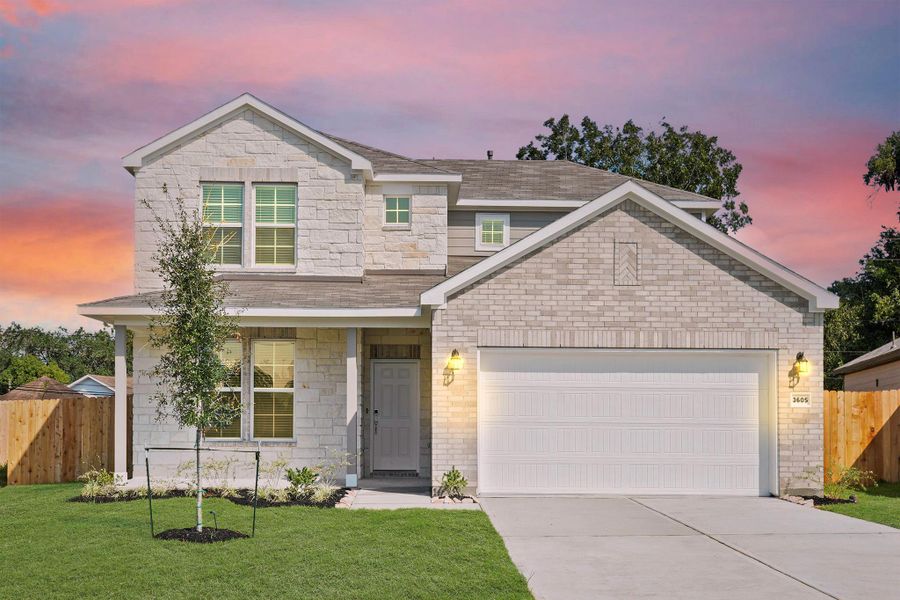 Front exterior of a new home in Russell Ranch, Bay City, TX, highlighting curb appeal (Image 2). Front exterior of a new home in Russell Ranch, Bay City, TX, highlighting curb appeal (Image 2).