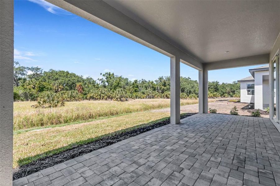 Exterior details and patio area of a home in Creeks Edge at Twin Rivers, Parrish (Image 3).