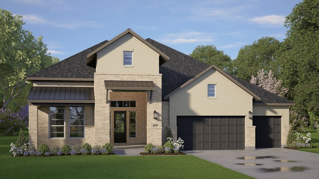 Representative exterior photo of a completed home built from the Scheffler 70′ Lot by Chesmar Homes in Riceland, Mont Belvieu, TX (Image 3). Representative exterior photo of a completed home built from the Scheffler 70′ Lot by Chesmar Homes in Riceland, Mont Belvieu, TX (Image 3).