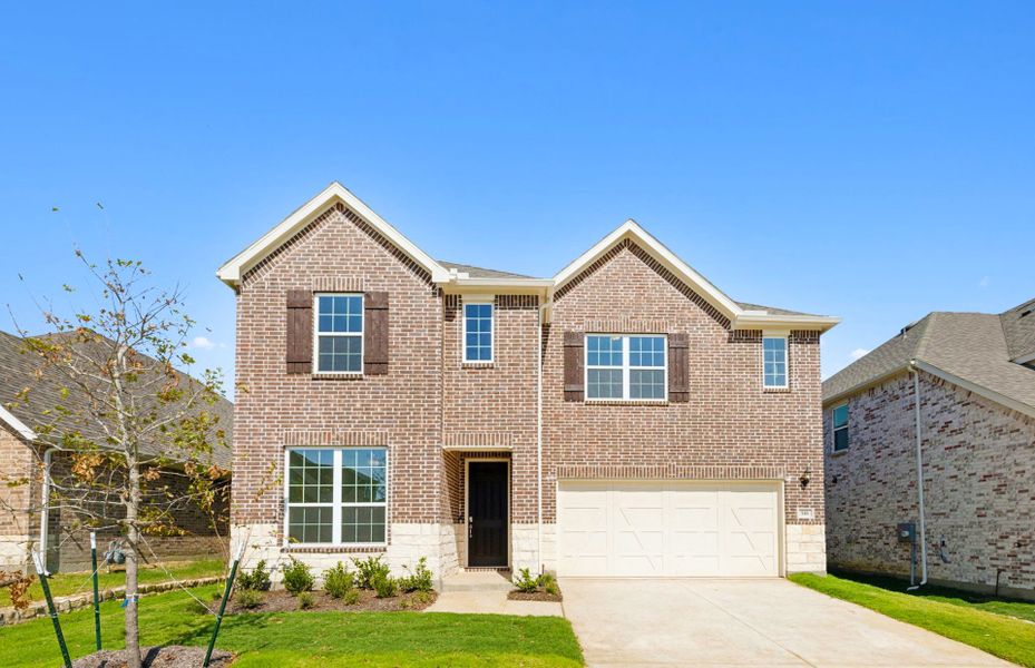 The San Marcos, a 2-story new construction home with shutters, shown with Home Exterior B