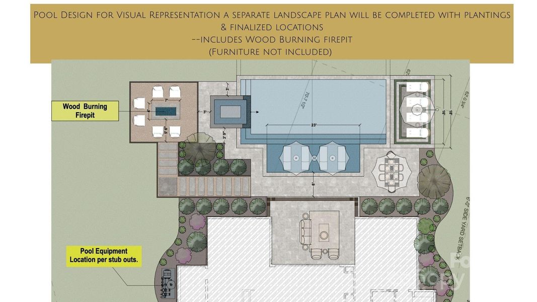 Proposed Pool & Firepit Design*Provided for Visual representation Only