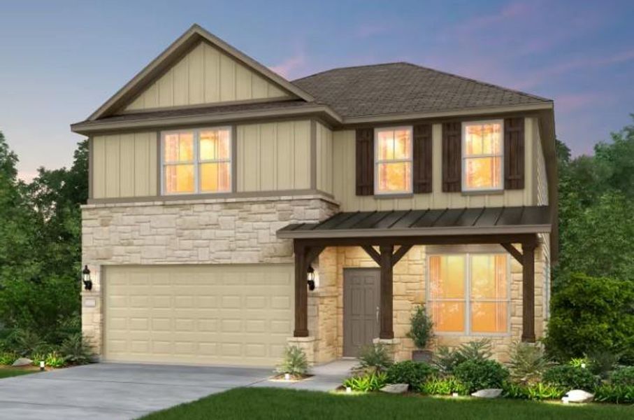 Pulte Homes, Hamilton elevation F, rendering