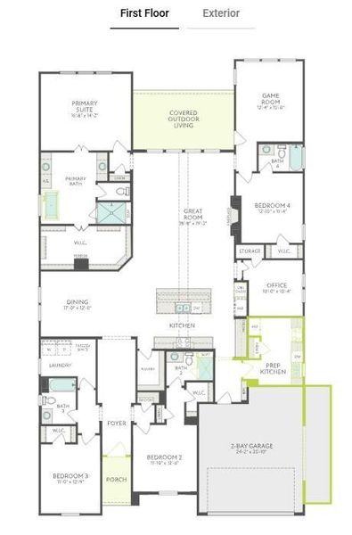 2D floor plan layout of this home in Cross Creek Ranch 65′, Fulshear, TX (Image 4).