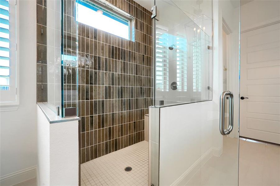 Bathroom with a shower stall