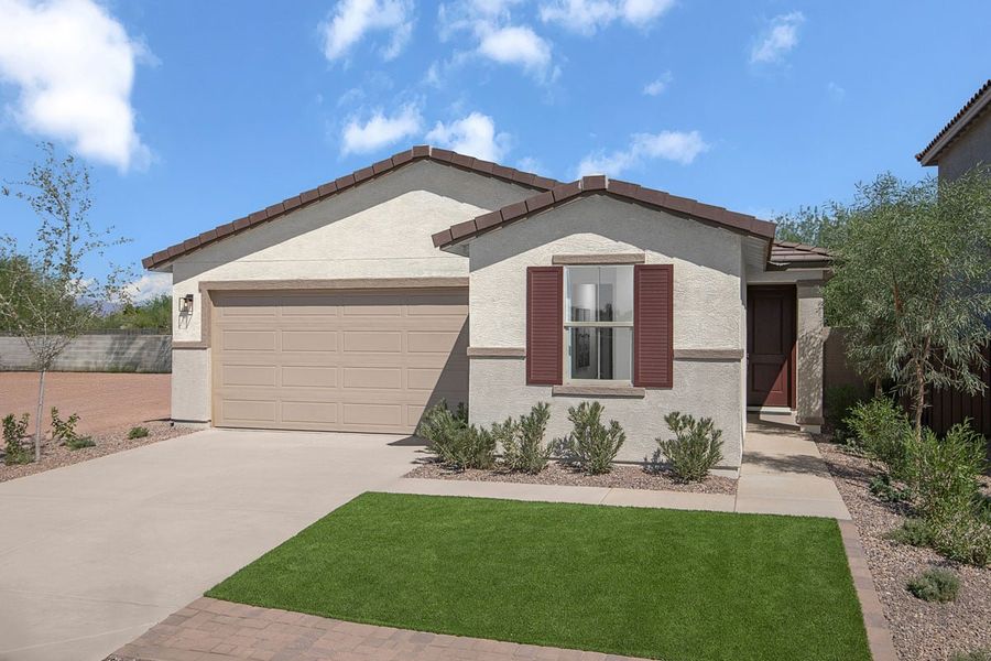Representative exterior photo of a completed home built from the 1849 Modeled by KB Home in Bella Camino Traditions, San Tan Valley, AZ (Image 14).