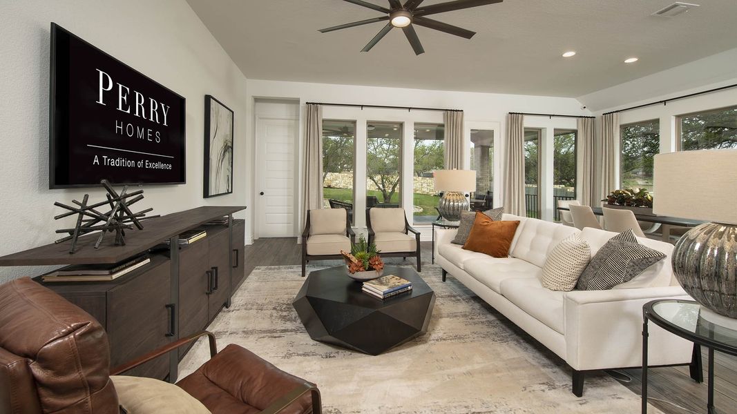 Furnished interior view inside a new home in Crosswinds, Kyle (Image 6). Furnished interior view inside a new home in Crosswinds, Kyle (Image 6).