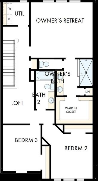 2D floor plan layout of this home in Crosscreek Walk  – Courtyard, Charleston, SC (Image 3).