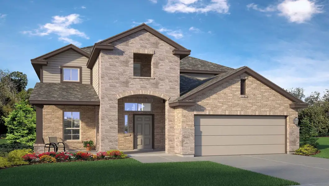 Representative exterior photo of a completed home built from the Sonoma by D.R. Horton in Three Creeks - Colt Creek, Belton, TX (Image 1). Representative exterior photo of a completed home built from the Sonoma by D.R. Horton in Three Creeks - Colt Creek, Belton, TX (Image 1).