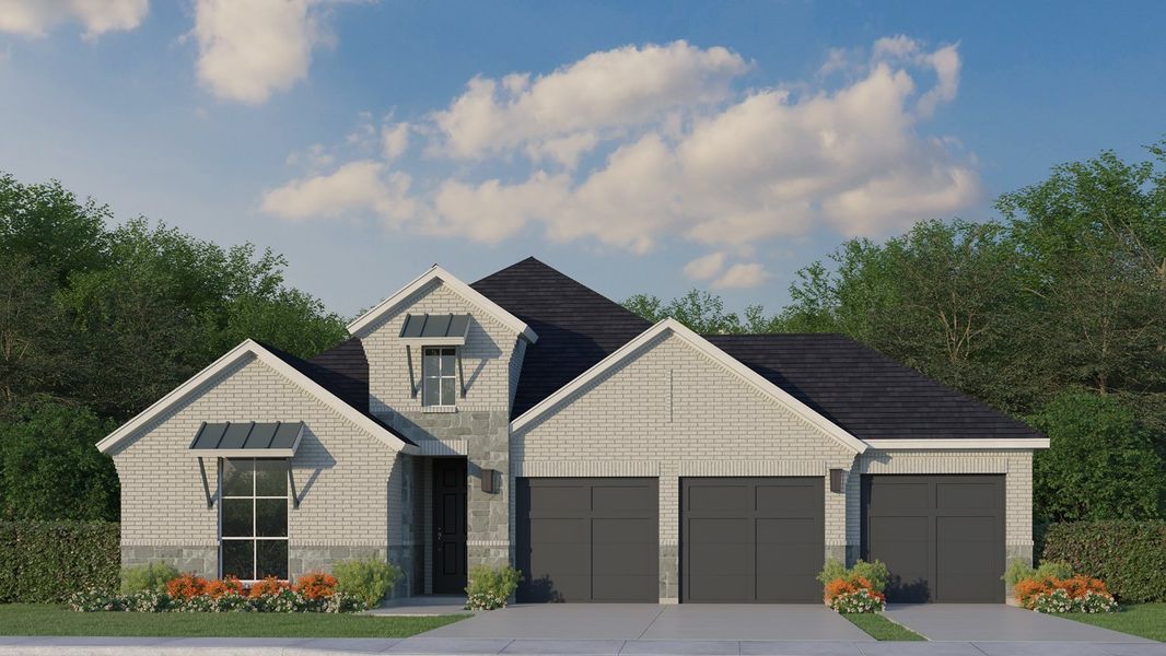 Plan 1535 Elevation C with Stone & 3 Car Garage Plan 1535 Elevation C with Stone & 3 Car Garage