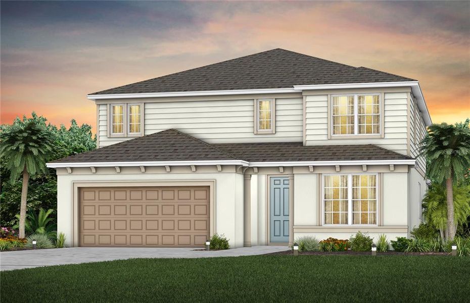 Exterior Design. Artistic rendering for this new construction home. Pictures are for illustrative purposes only. Elevations, colors and options may vary.