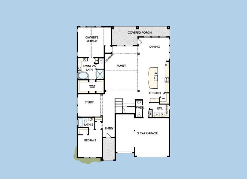 2D floor plan layout for the The Alford by David Weekley Homes in Prairieland Village 60' Homesites, Cypress, TX (Image 3).
