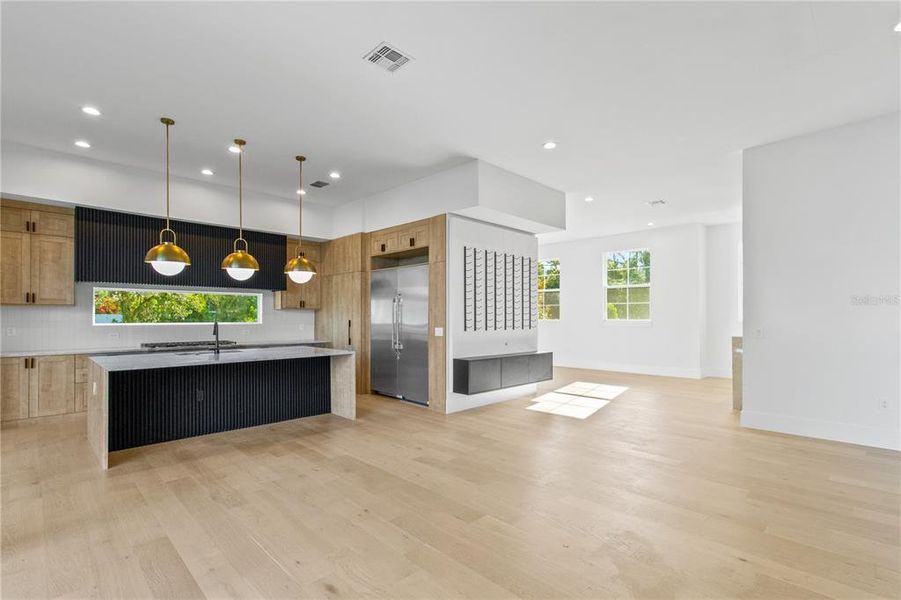 Wine Rack next to living room and kitchen