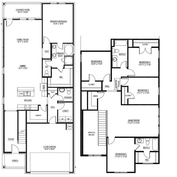 2D floor plan layout for the The Stonegate by Lillian Custom Homes in Tabor Ranch, Ponder, TX (Image 5).