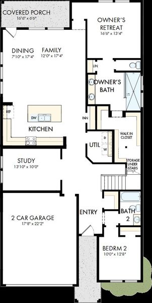 2D floor plan layout of this home in Mayfair - Select Classic Series, New Braunfels, TX (Image 5).