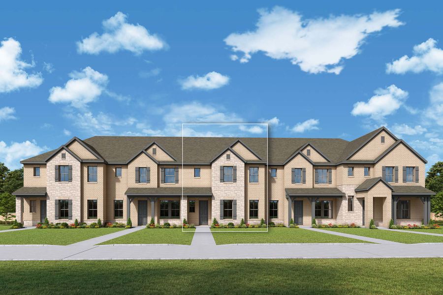 Front exterior of a new home in Ridgeline Towns, McKinney, TX, highlighting curb appeal (Image 2). Front exterior of a new home in Ridgeline Towns, McKinney, TX, highlighting curb appeal (Image 2).