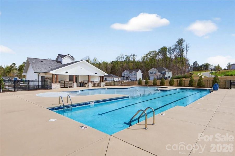 Community pool with lap lines.