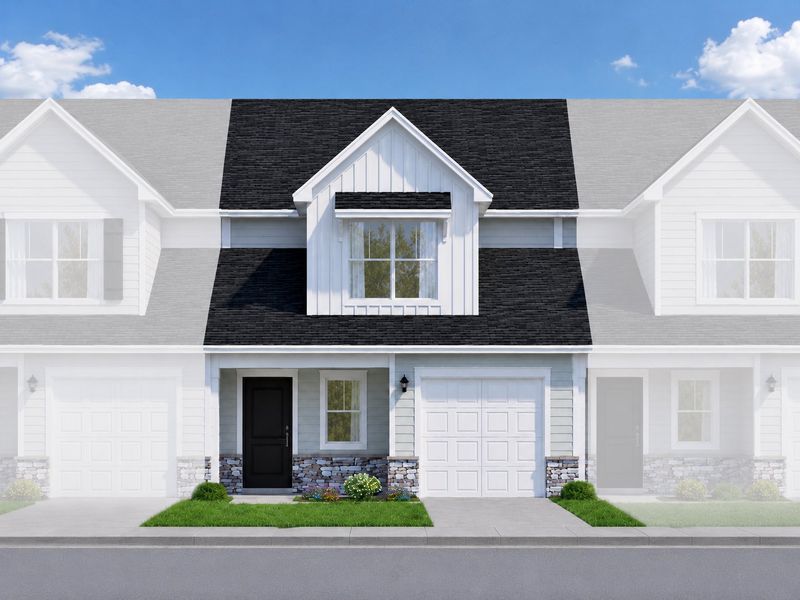 Front exterior of a new home in The Abbey at Trolley Run Station, Aiken, SC, highlighting curb appeal (Image 1). Front exterior of a new home in The Abbey at Trolley Run Station, Aiken, SC, highlighting curb appeal (Image 1).