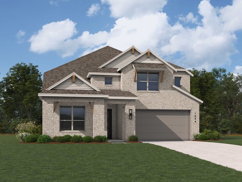 Representative exterior photo of a completed home built from the Salgado Plan by Highland Homes in Riceland: 50ft. lots, Mont Belvieu, TX (Image 2).