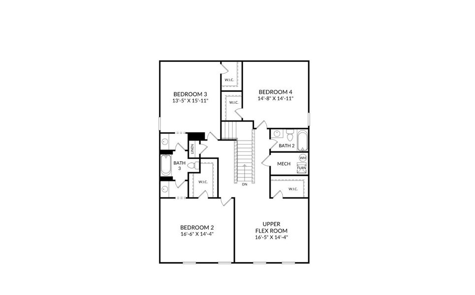 2D floor plan layout for the Yorkshire by Stanley Martin Homes in Compass Pointe, Apollo Beach, FL (Image 3).