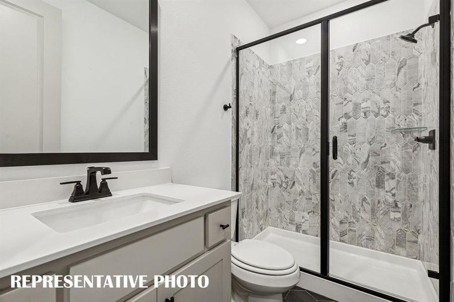 Friends and family will enjoy all of the beautifully finished guest baths in our Sinclaire II plan.  REPRESENTATIVE PHOTO