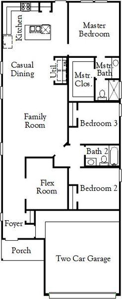 2D floor plan layout for the Hill by Coventry Homes in Beacon Point at Lago Mar, Texas City, TX (Image 3).