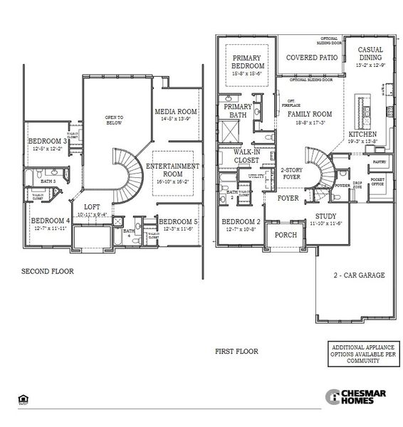 2D floor plan layout for the Lakewood – 60′ Lot by Chesmar Homes in Wildrye, Waller, TX (Image 3).