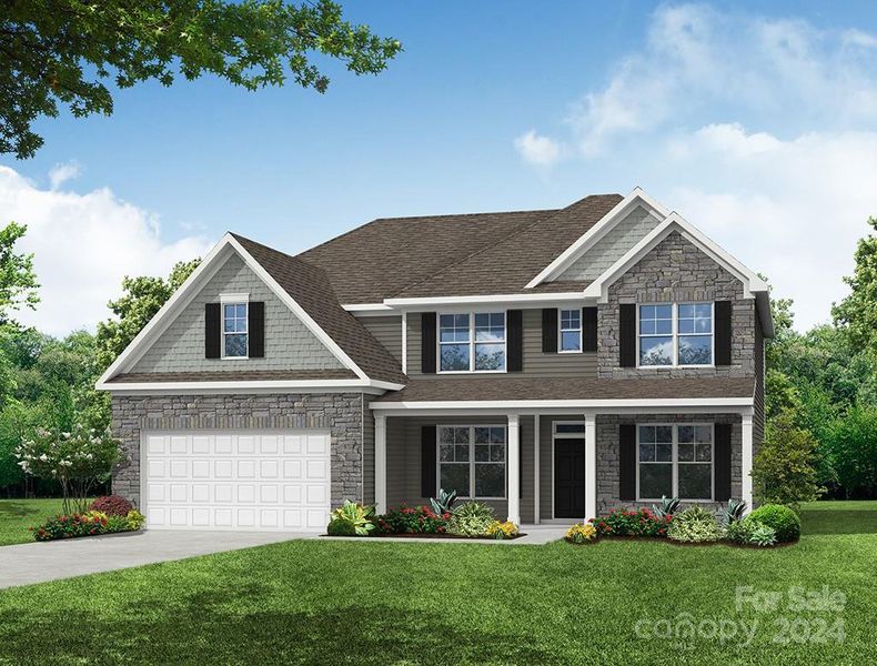 Homesite 615 features a Charleston E floorplan with front-load garage.