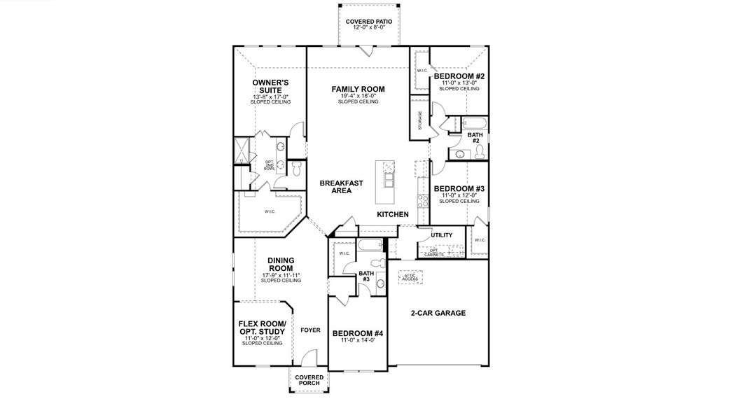 2D floor plan layout for the Angelina X Dc by M/I Homes in Berryknoll, Montgomery, TX (Image 3).
