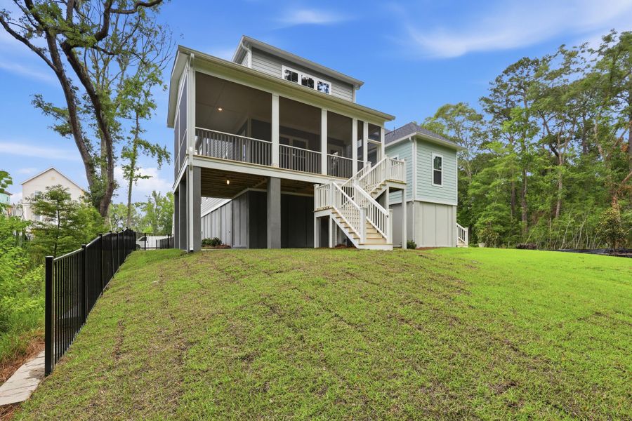 Exterior details and patio area of a home in Indigo Grove Single Family Homes, Johns Island (Image 23).