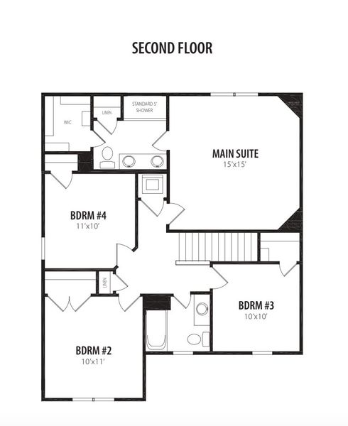 2D floor plan layout for the Yosemite by RiverWILD Homes in Sawyer Ridge, Dunn, NC (Image 4).