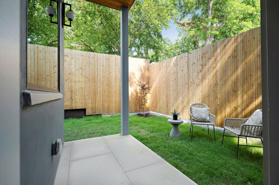 Exterior details and patio area of a home in , Austin (Image 21). Exterior details and patio area of a home in , Austin (Image 21).