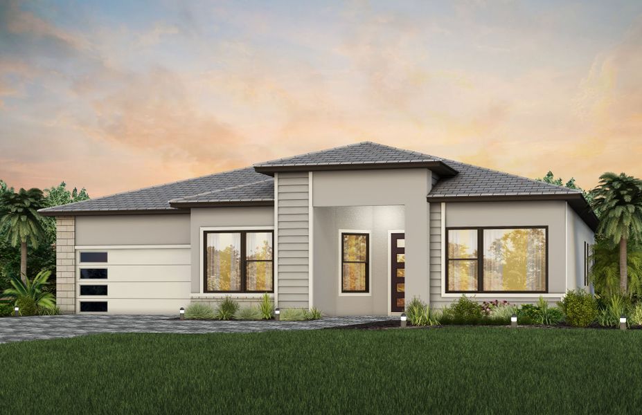 Representative exterior photo of a completed home built from the Reverence by DiVosta in Greyhawk Landing, Lake Worth, FL (Image 21). Representative exterior photo of a completed home built from the Reverence by DiVosta in Greyhawk Landing, Lake Worth, FL (Image 21).