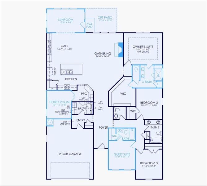 2D floor plan layout of this home in Reunion, Flowery Branch, GA (Image 2). 2D floor plan layout of this home in Reunion, Flowery Branch, GA (Image 2).